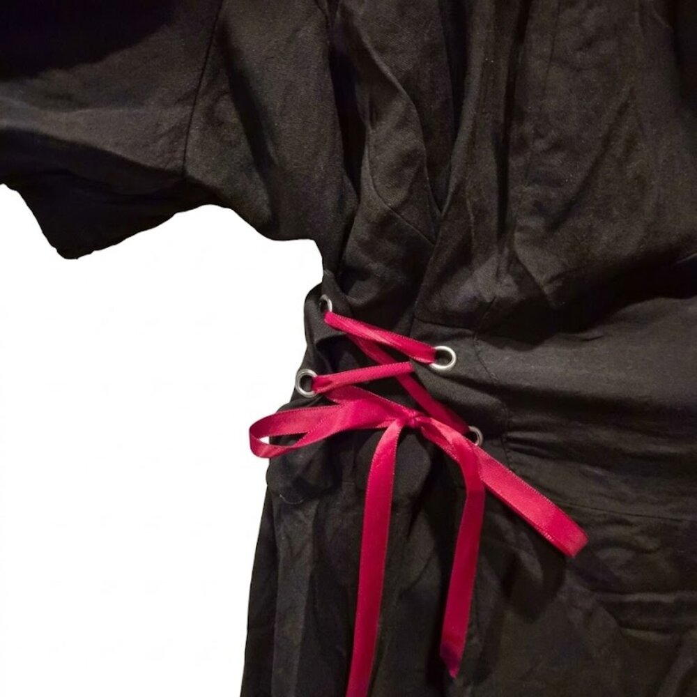 NWT Social Collision Black Zip-Front Lace-Up Dress - Picture 2 of 3